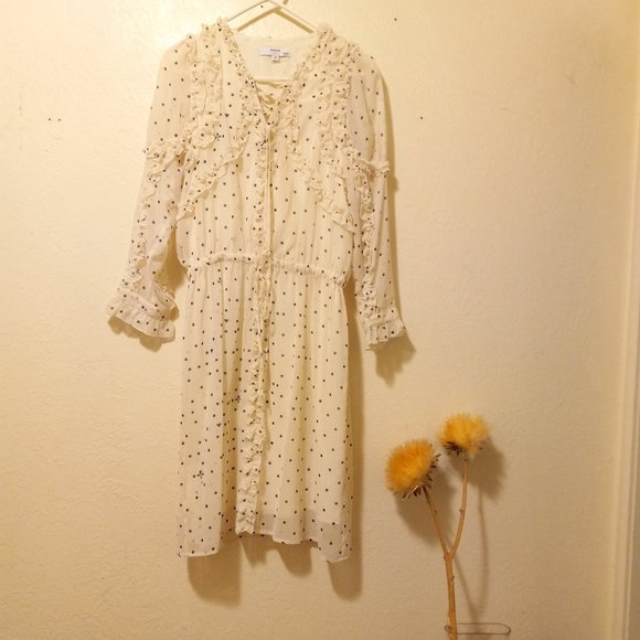 Koche Sheer White Chiffon Polka Dot Ruffle DressEaster Romantic SoftGirl Wedding - Picture 1 of 16